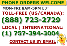 Phone orders welcome M-F 8-5 EST, 757-394-3004